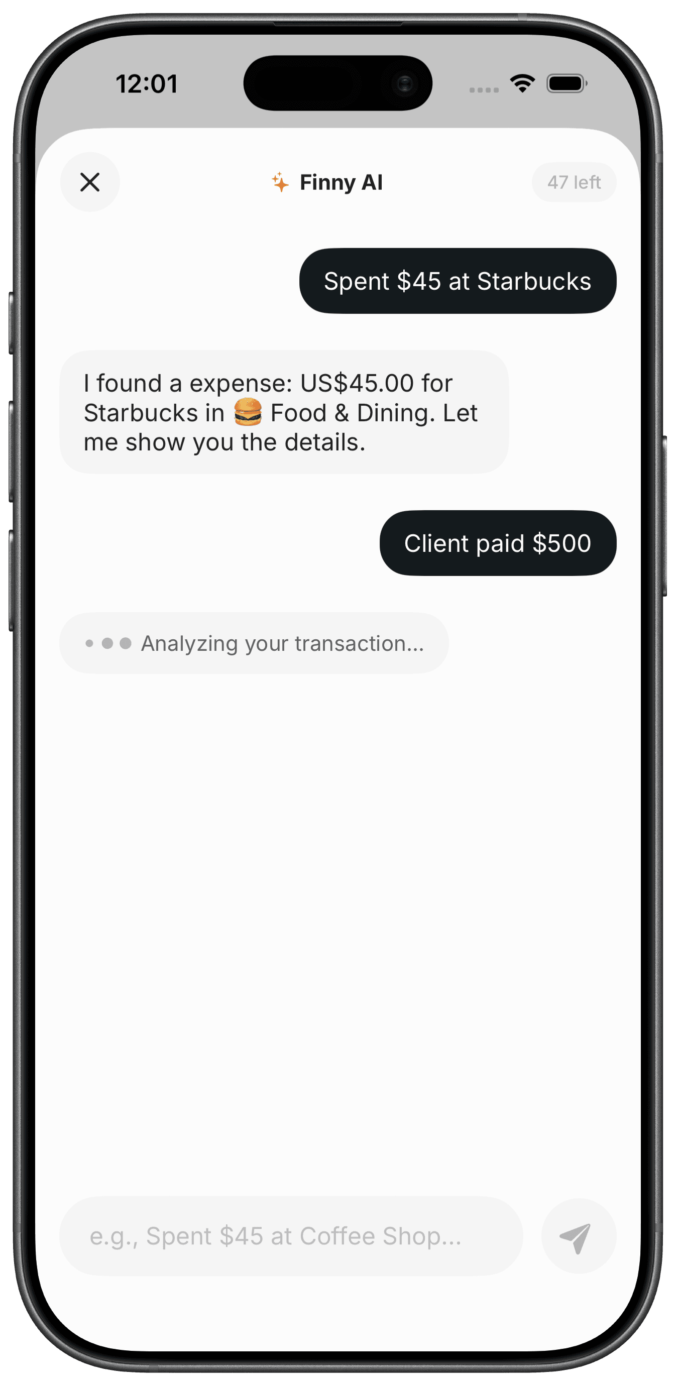 AI Text Input Screen