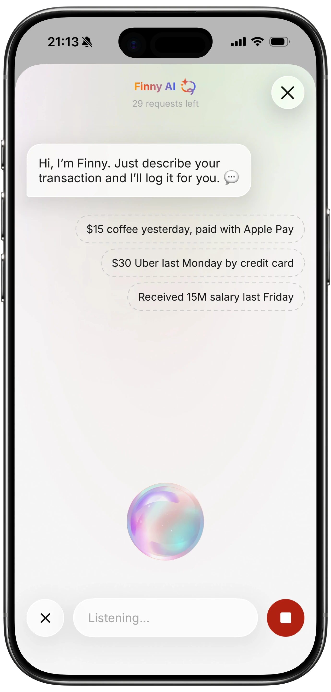 AI Voice Input Screen