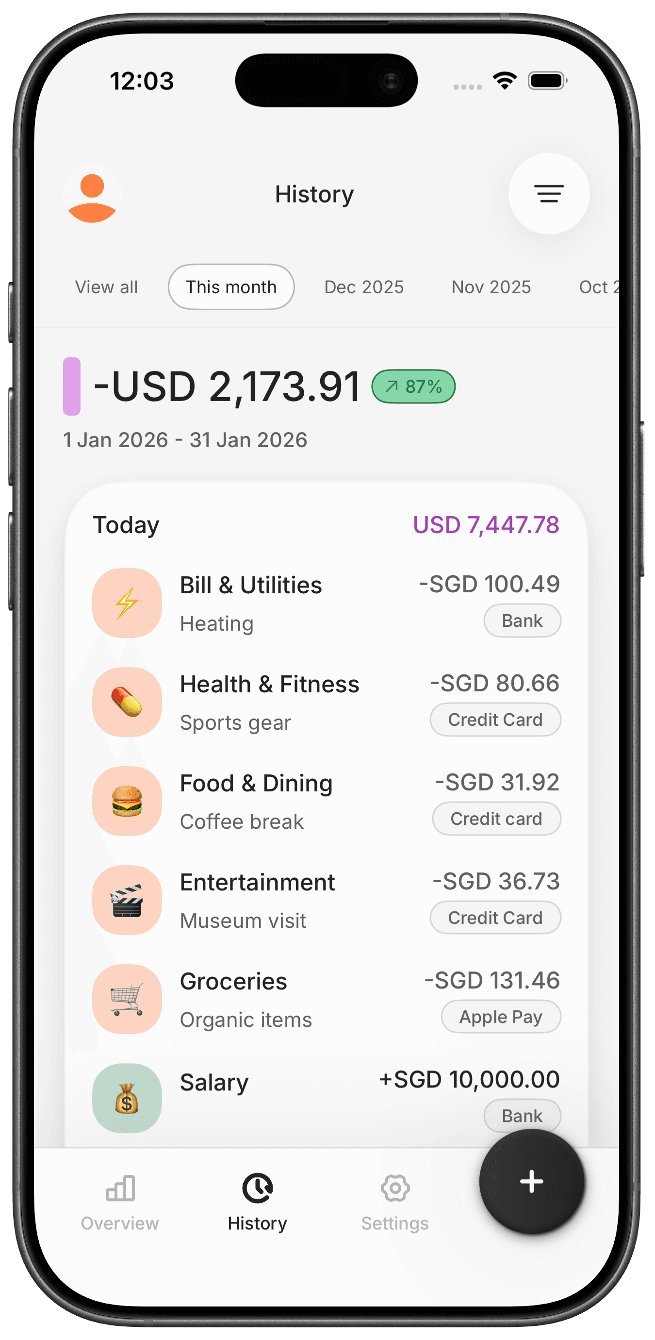 Transaction History Screen