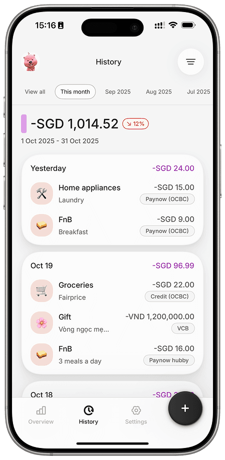Transaction History Screen